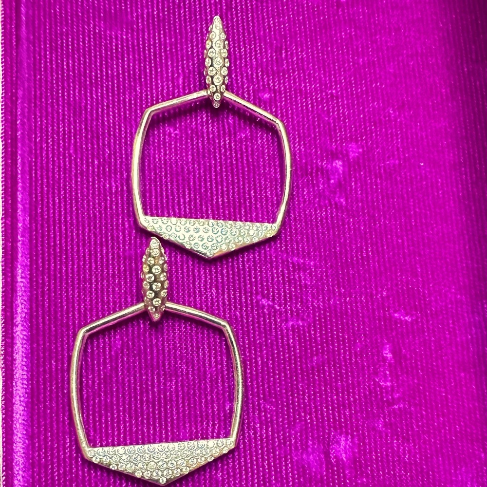 Kendra Scott Pierced Earrings Gold color with Sparkling Stone Accents! Classic!